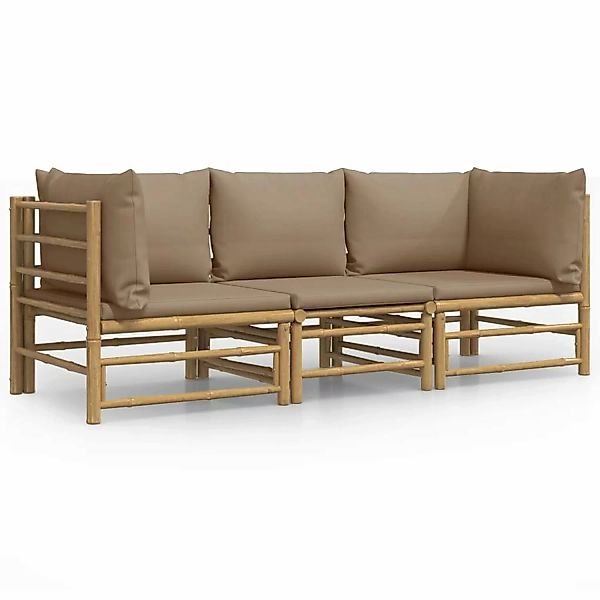 vidaXL Gartenlounge-Set 3-tlg. Garten-Lounge-Set mit Taupe günstig online kaufen