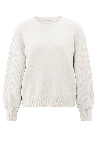 YAYA Rundhalspullover Pullover mit gerippten Ärmeln günstig online kaufen