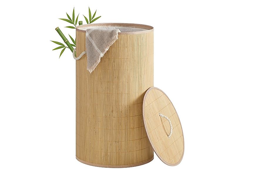 SONGMICS Wäschekorb, Wäschekorb mit Deckel, 60/90 L, Wäschesammler Bambus, günstig online kaufen