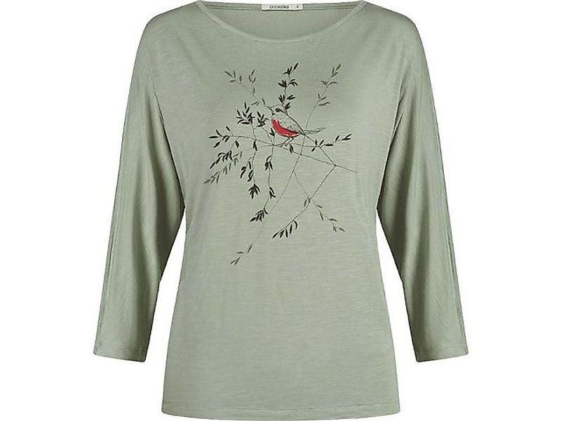 GreenBomb Langarmshirt GREENBOMB Damen-Langarmshirt 'Bird Branch' mit 3/4 günstig online kaufen