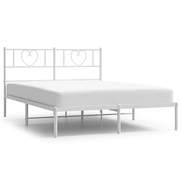 vidaXL Bettgestell, Bettrahmen mit Kopfteil Metall Weiß 140x190 cm günstig online kaufen