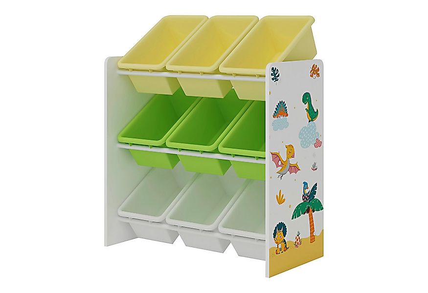 en.casa Kinderregal, »Muxía« mit 9 Ablagekisten Dinosaurier-Motiv 60x62x26, günstig online kaufen