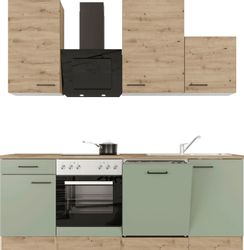 Flex-Well Exclusiv Küche 1701-017 Cara 220 cm Schilfgrün matt - Artisan Eic günstig online kaufen