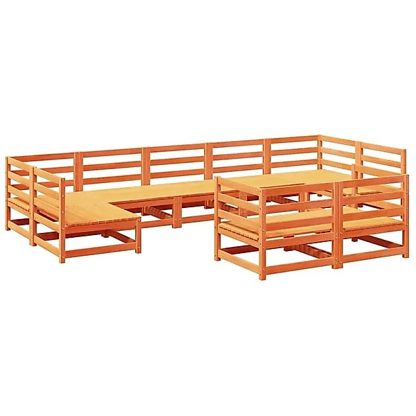 vidaXL 9-Tlg Garten-Sofagarnitur Wachsbraun Massivholz Kiefer 3299626 günstig online kaufen
