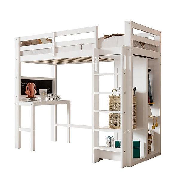 Sweiko Kinderbett Hochbett (mit Schreibtisch Offener Kleiderschrank und Reg günstig online kaufen