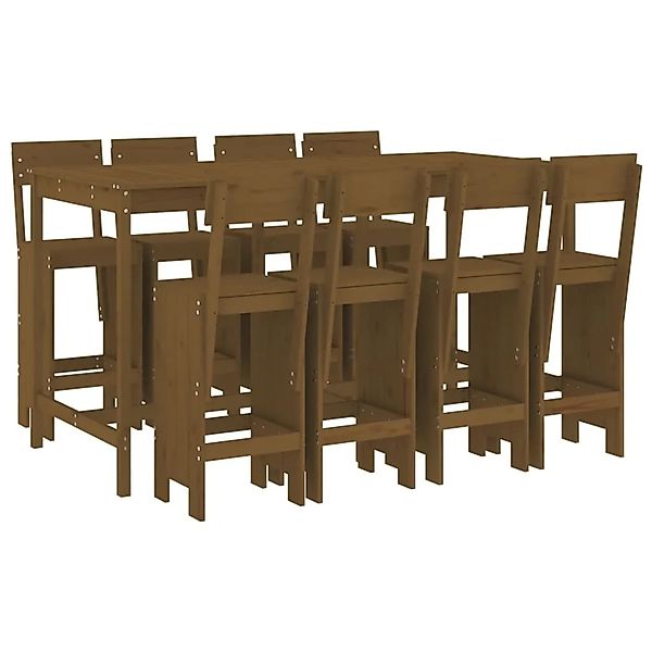 vidaXL 9-tlg Gartenbar-Set Honigbraun Massivholz Kiefer Modell 2 günstig online kaufen
