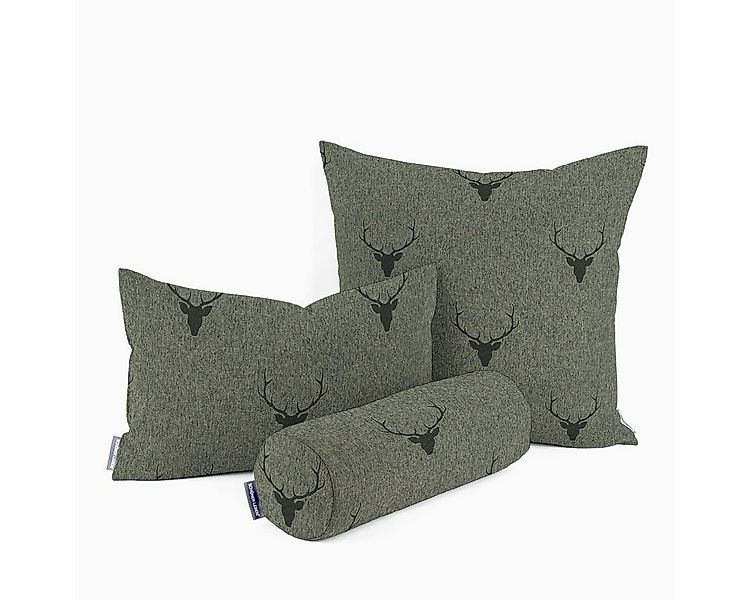 SCHÖNER LEBEN. Dekokissen Kissenhülle Jacquard Hirschkopf grün dunkelgrün S günstig online kaufen
