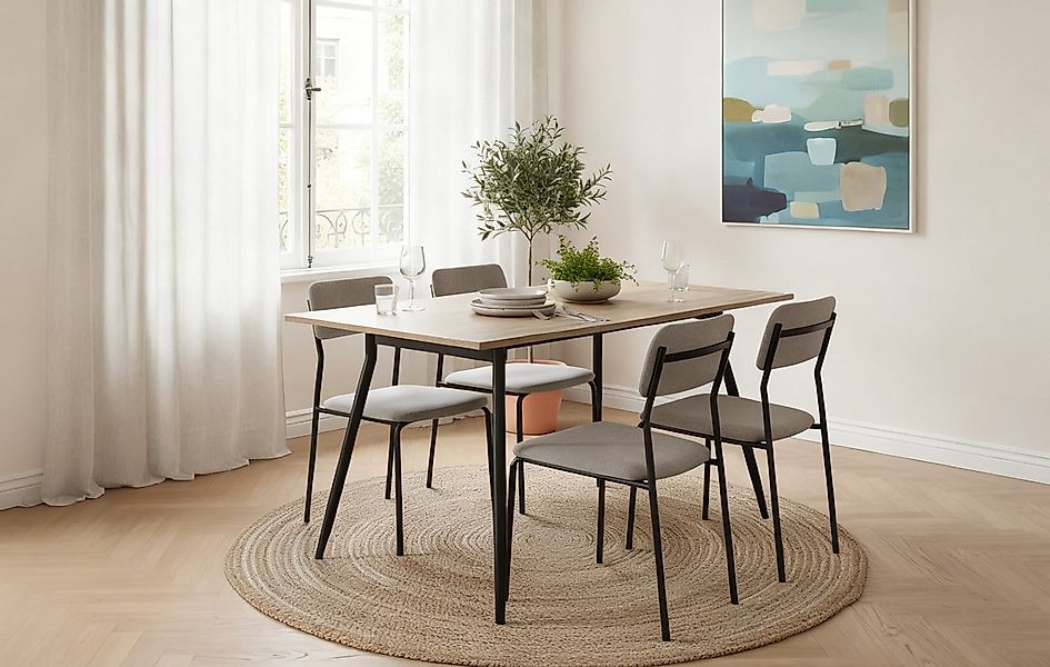 B&D home Esstisch LIO, Metallgestell schwarz oder weiß, ausziehbar, 4-6 Per günstig online kaufen