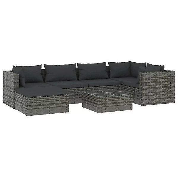 Vidaxl 7-tlg. Garten-lounge-set Mit Kissen Poly Rattan Grau günstig online kaufen