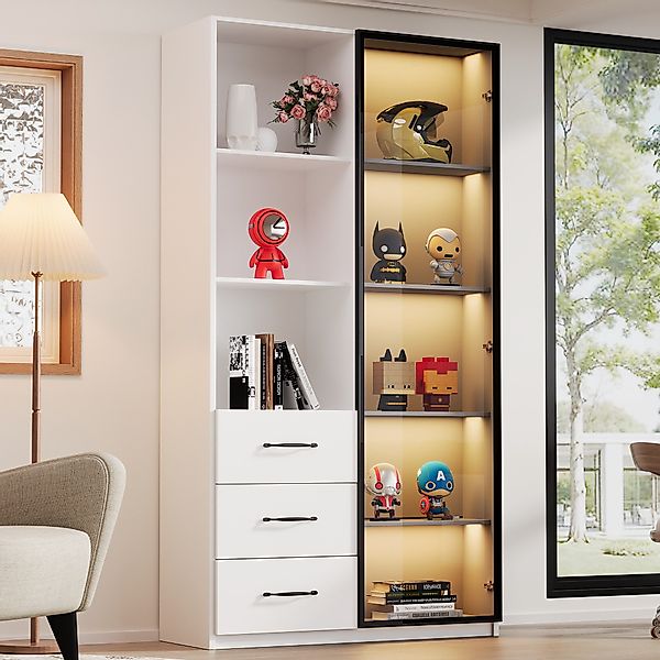 Flieks Vitrine Glasvitrine mit LED-Beleuchtung, Glastüren günstig online kaufen