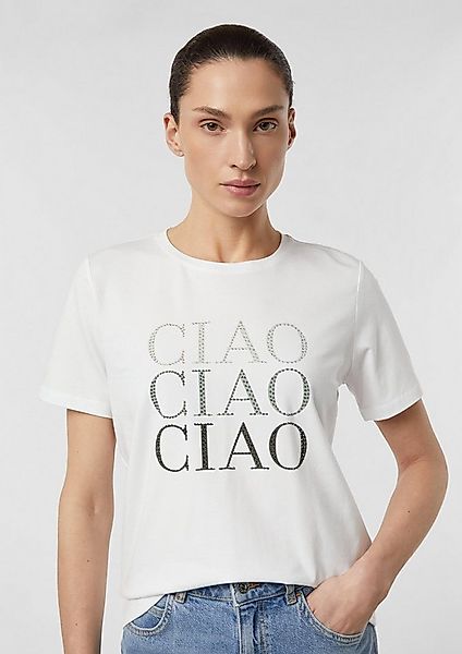 comma Kurzarmshirt T-Shirt Jersey-T-Shirt mit Strasssteinchen günstig online kaufen