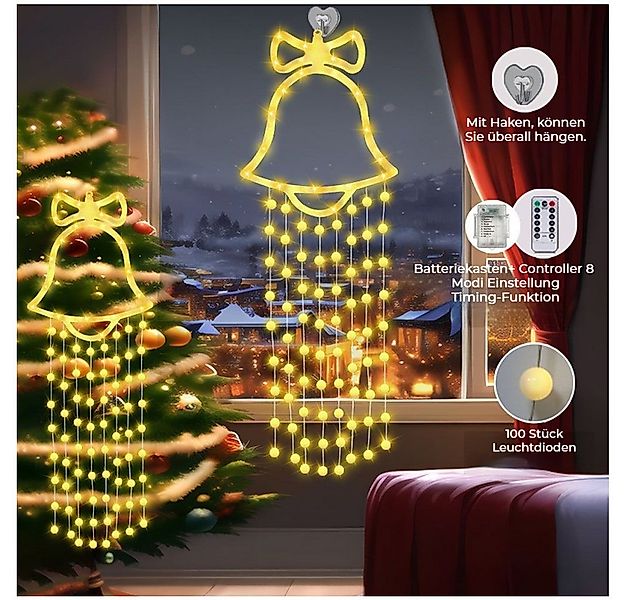 QUBEBU LED-Lichterkette Bell Fensterbeleuchtung Weihnachtsdeko Hänger Weihn günstig online kaufen