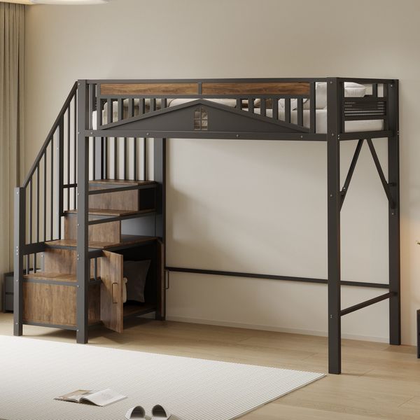 HAUSS SPOLE Hochbett 90x200cm, Metall-Sicherheitszaun, Sicherheitsleiter günstig online kaufen