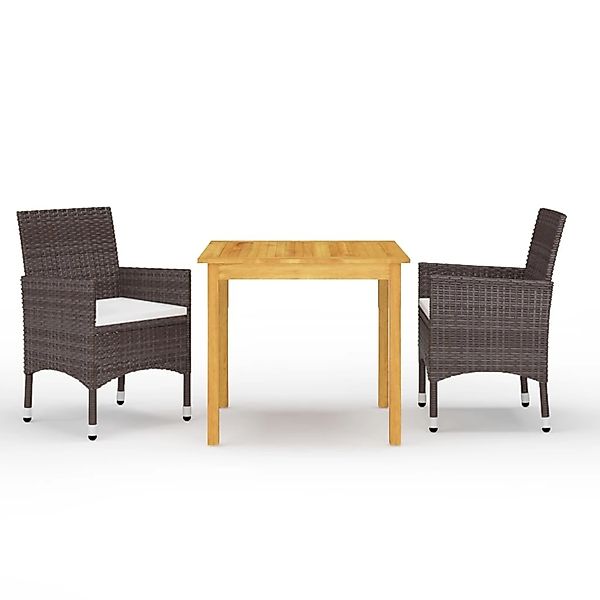 vidaXL 3-Tlg Garten-Essgruppe mit Kissen Braun 3095861 günstig online kaufen
