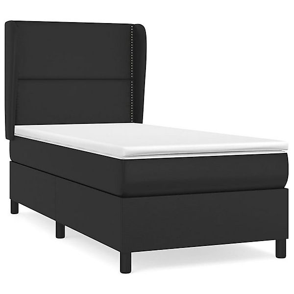 vidaXL Boxspringbett, Boxbett mit Matratze Schwarz 90x200 cm Kunstleder günstig online kaufen