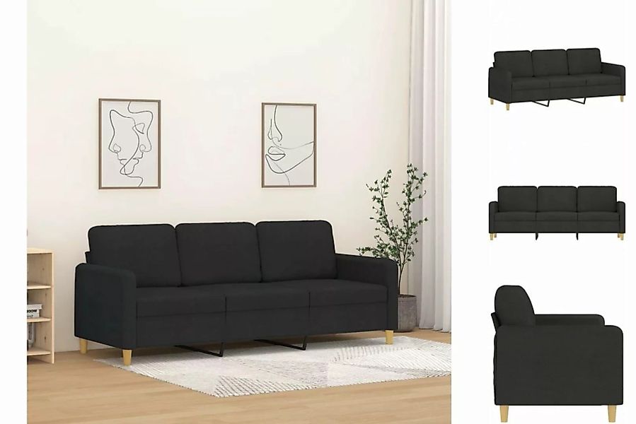 vidaXL Sofa 3-Sitzer-Sofa Schwarz 180 cm Stoff günstig online kaufen