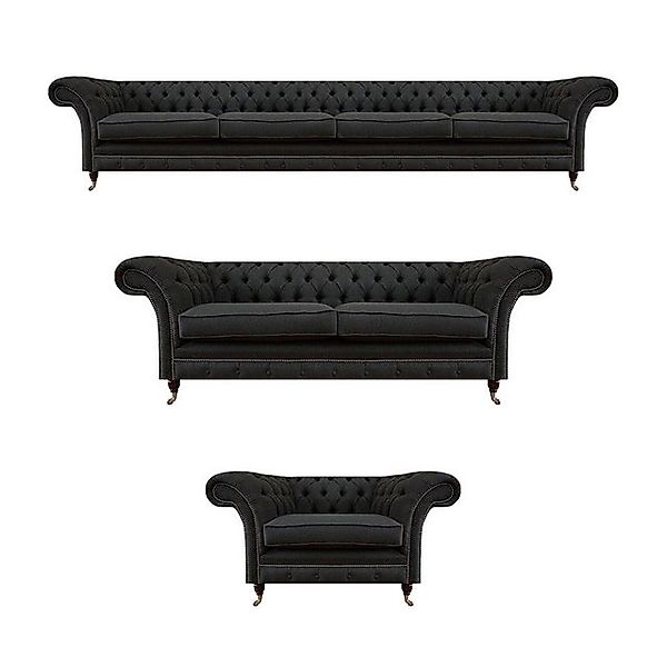 Xlmoebel Sofa Schwarze Chesterfield Sofagarnitur Zweisitzer Viersitzer, Mad günstig online kaufen