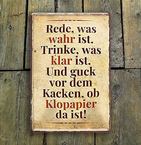 schilderkreis24 Metallschild Blechschild Rede was wahr ist. Trinke was klar günstig online kaufen