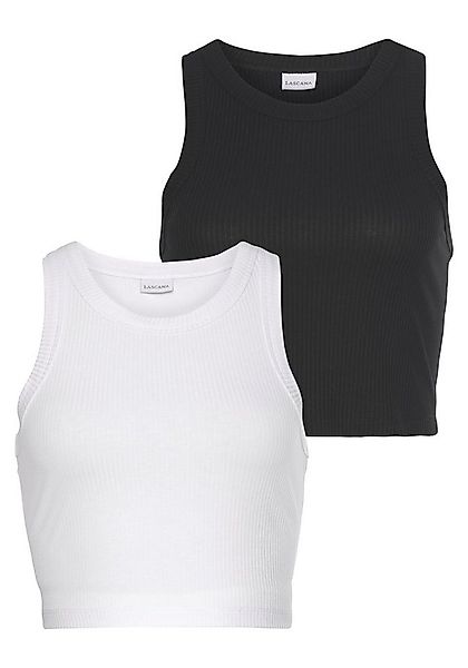 LASCANA Crop-Top, aus weicher Rippware, sommerliche Basic Tops günstig online kaufen