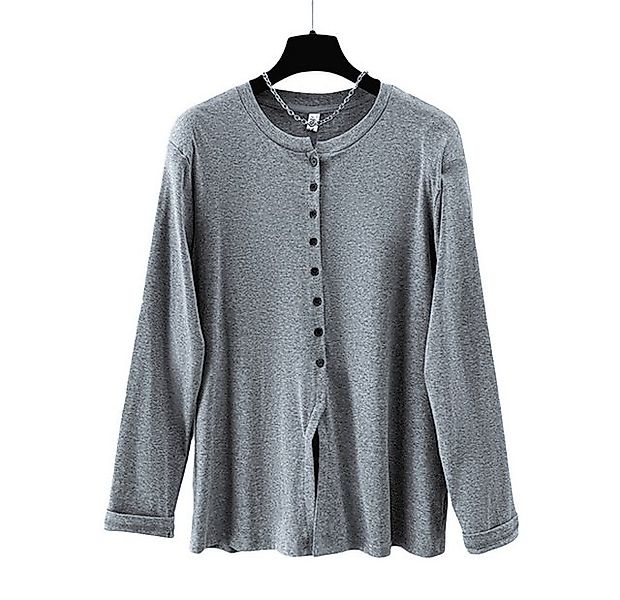 YRIIOMO Strickpullover Graues M-T-Shirt mit langen Ärmeln für Damen, Herbst günstig online kaufen