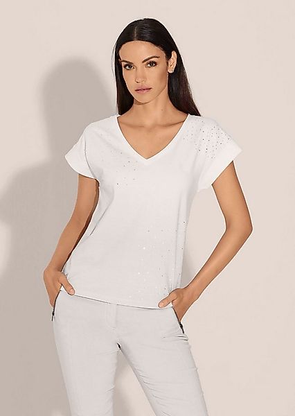 MADELEINE Kurzarmshirt Sommerliches Jerseyshirt mit V-Ausschnitt Funkelndes günstig online kaufen