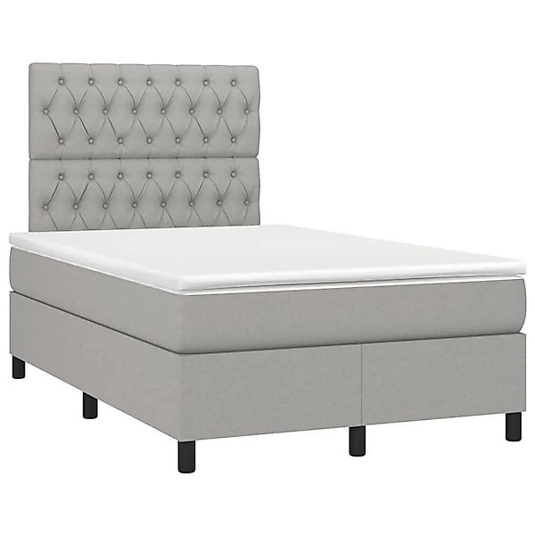 vidaXL Boxspringbett mit Matratze & LED Hellgrau 120x190 cm Stoff 3270218 günstig online kaufen