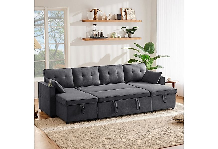 Merax Schlafsofa U-förmiges Sektionssofa aus Baumwoll- & Leinenstoff, 1 Tei günstig online kaufen