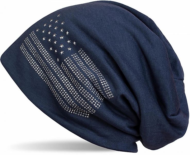 styleBREAKER Beanie "Beanie mit USA Flagge aus Strass" 1 Stk. günstig online kaufen