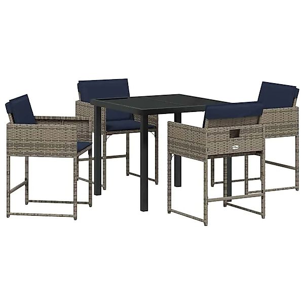vidaXL Garten Essgruppe mit Kissen 5-Tlg Grau Poly Rattan 3380032 günstig online kaufen
