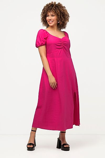Ulla Popken Midikleid Midikleid Leinenmix Smokdetail günstig online kaufen
