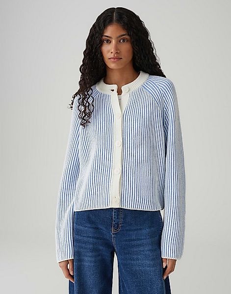 OPUS Strickjacke DELSIE im zweifarbigen Streifendesign Lockere Passform, ge günstig online kaufen