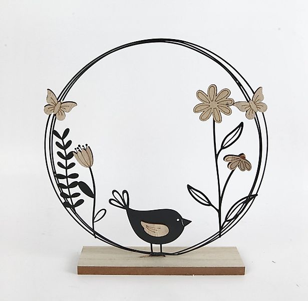 Trend Line Dekokranz TrendLine Aufsteller Holz mit Vogel und Blumen 29 günstig online kaufen