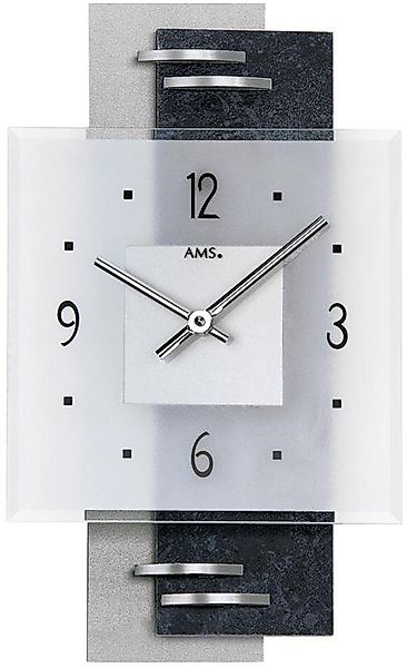 AMS Wanduhr W9245 (Quarzuhr,Glas,Schiefer,Wohnzimmer,Esszimmer,Made in Germ günstig online kaufen
