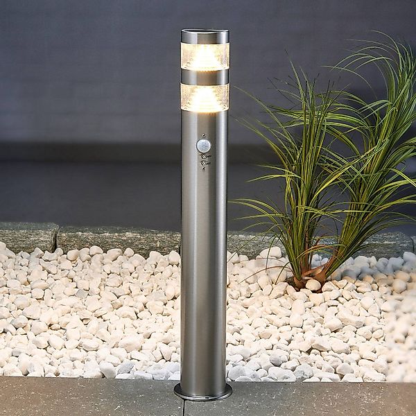 Lindby LED-Wegeleuchte Lanea, 60 cm, grau, Sensor, IP44 günstig online kaufen