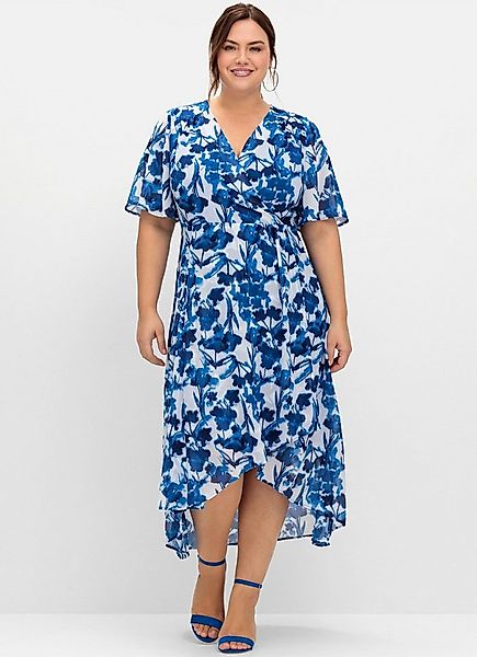 Sheego Etuikleid Abendkleid Kurzarm aus Chiffon, in Wickeloptik günstig online kaufen