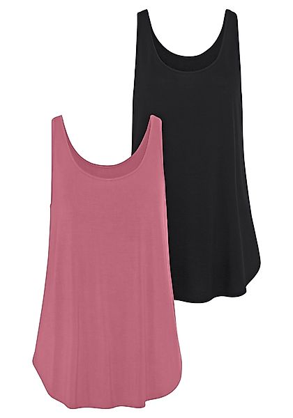 LASCANA Longtop mit gerundetem Saum (2er-Pack) günstig online kaufen