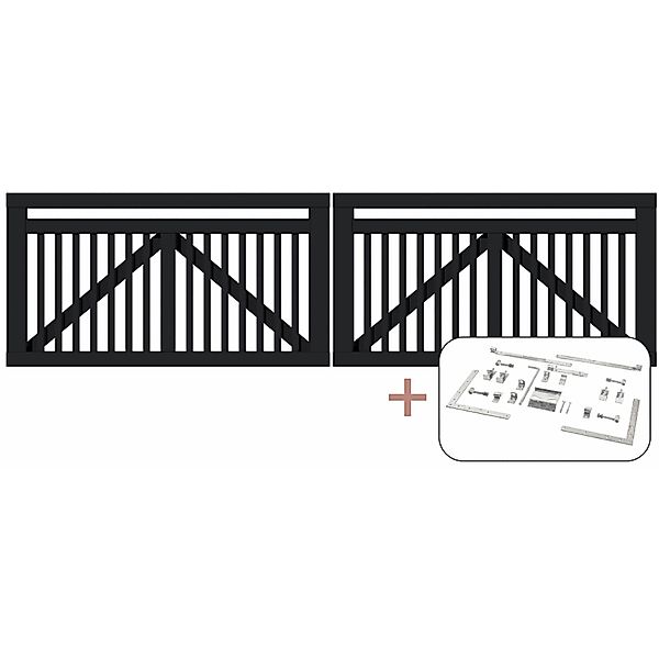 Doppeltor Linea Nadelholz Schwarz 300 cm x 80 cm günstig online kaufen