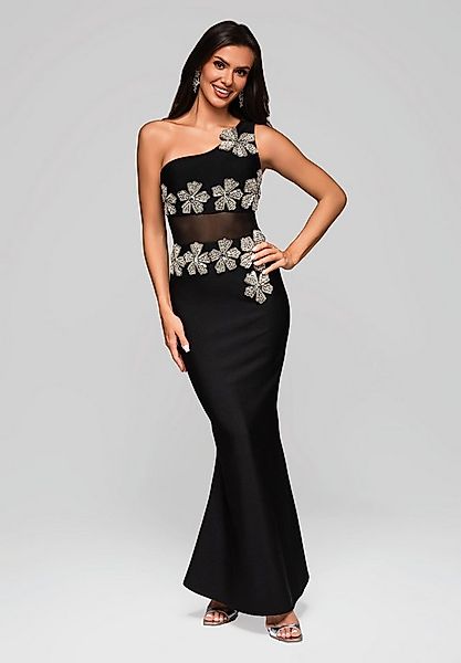 OMBRE Abendkleid Asymmetrisches Abendkleid mit Strassblumen günstig online kaufen