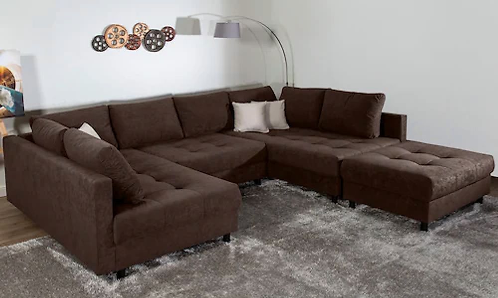 COLLECTION AB Wohnlandschaft »Toni U-Form, B: 298 cm« mit Hocker & 3 Zierki günstig online kaufen