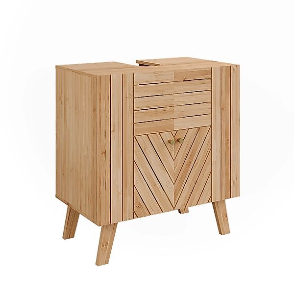 Vicco Waschbeckenunterschrank Lucie Bambus 60 x 65 cm mit 2 Türen günstig online kaufen