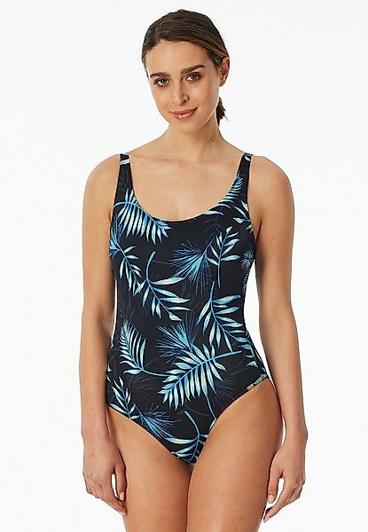 Schiesser Badeanzug Aqua mit Palmenblattmuster, sportive Passform günstig online kaufen