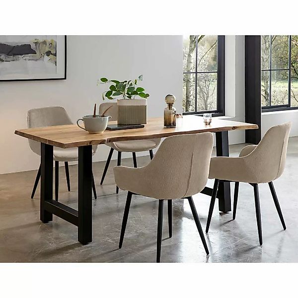 Esszimmergruppe aus Akazie Massivholz vier Stühle (fünfteilig) günstig online kaufen