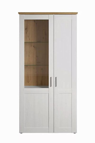 Newroom Vitrine Zante Vitrine Pine weiß Landhaus Modern Vitrinenschrank Gla günstig online kaufen