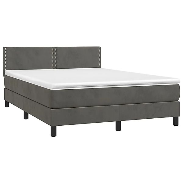 vidaXL Boxspringbett mit Matratze & LED Dunkelgrau 140x190 cm Samt 3134340 günstig online kaufen