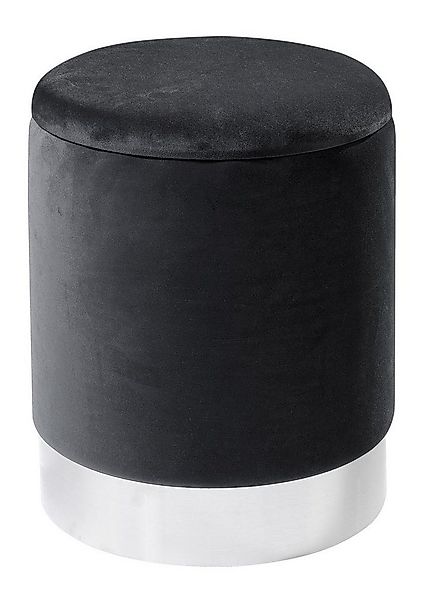 Home4You Sitzhocker, Ø 36 cm, Dunkelgrau, Samtbezug, mit abnehmbarem Deckel günstig online kaufen