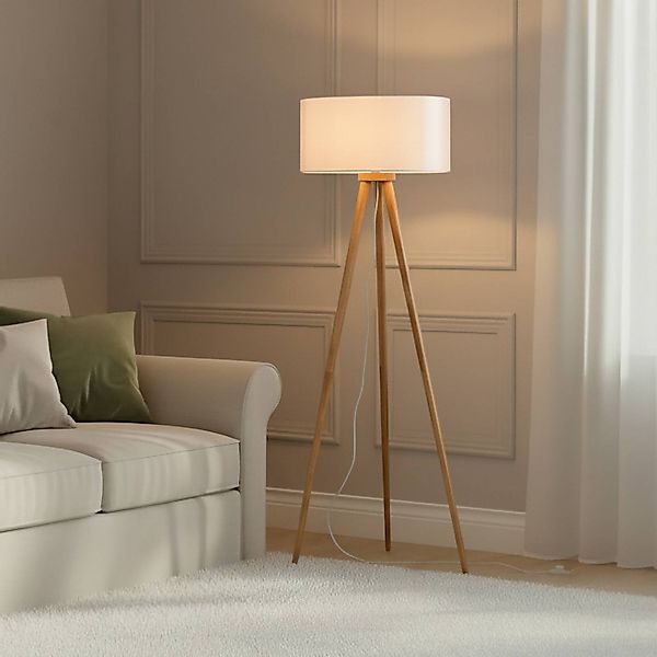 Lindby Stehleuchte Charlia, weiß, Holz, Höhe 150cm günstig online kaufen