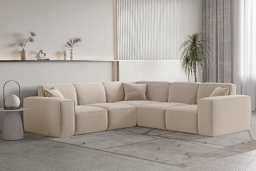 Fun Möbel Ecksofa Ecksofa Designersofa CELES PREMIUM Seite Universal in Sto günstig online kaufen