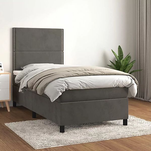 Vidaxl Boxspringbett Mit Matratze Dunkelgrau 90x190 Cm Samt günstig online kaufen