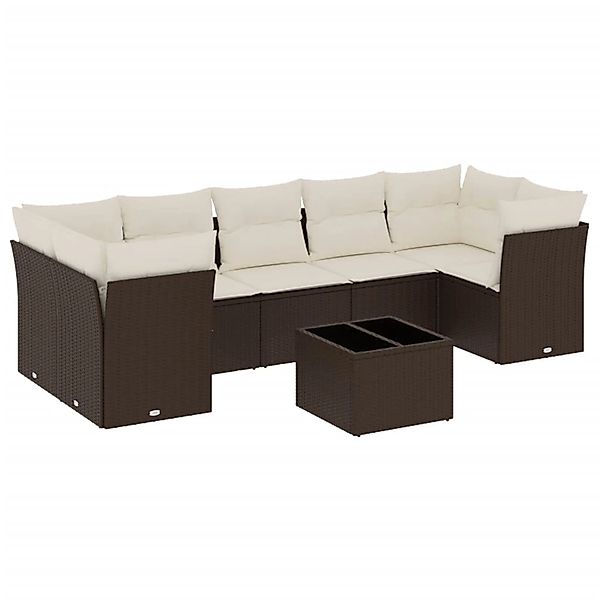 vidaXL 8-Tlg Garten-Sofagarnitur mit Kissen Braun Poly Rattan 3249132 günstig online kaufen