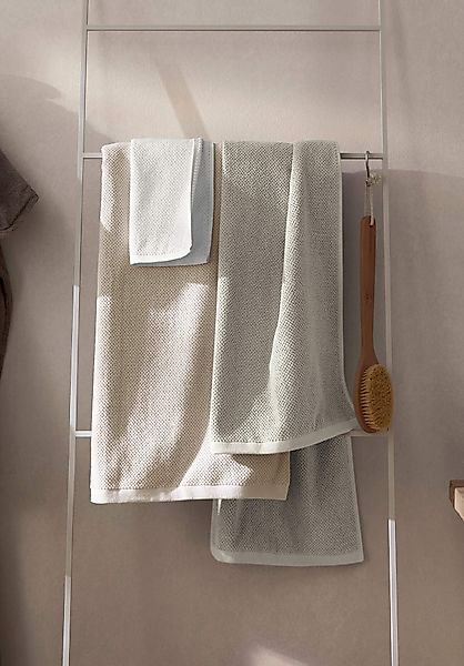hessnatur Frottier-Handtuch mit Struktur aus Bio-Baumwolle - beige - Größe günstig online kaufen